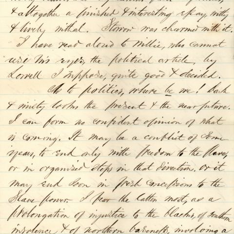 Civil War letter to Agnes Gordon Higginson Fuller from her sister ...